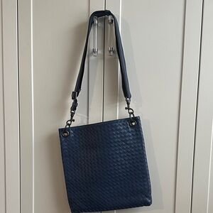 Bottega Veneta Deep Blue Woven Crossbody Shoulder Unisex Bag